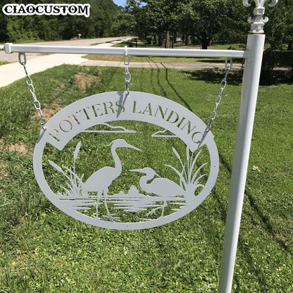 Custom Name Herons Monogram - Personalized Herons Metal Wall Art - Heron Gifts