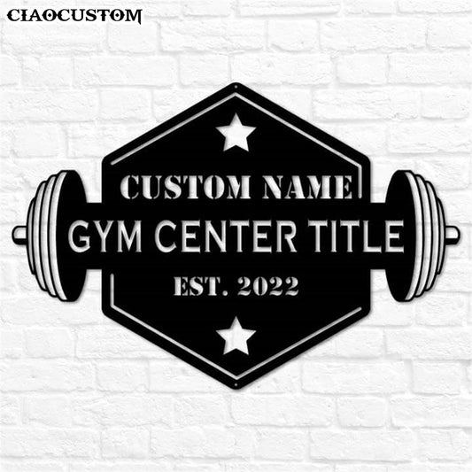 Custom Name Hexagon Fitness Center Metal Sign - Metal Decor Wall Art - Home Gym Decor