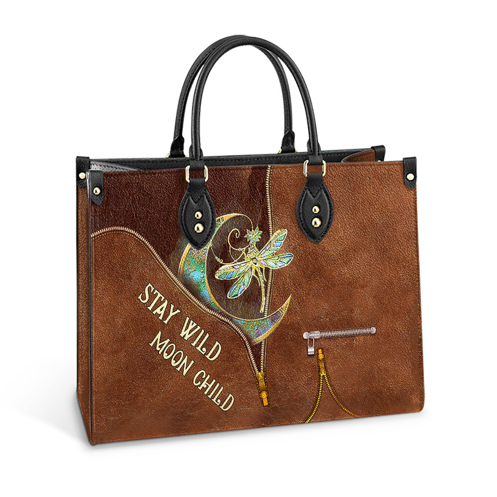 Custom Name Hippie Dragonfly Leather Bag - Women's Pu Leather Bag - Best Mother's Day Gifts