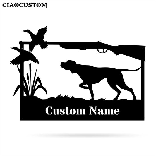 Custom Name Hunting Dog Metal Sign - Hunting Dog Monogram - Gifts For Dog Loves
