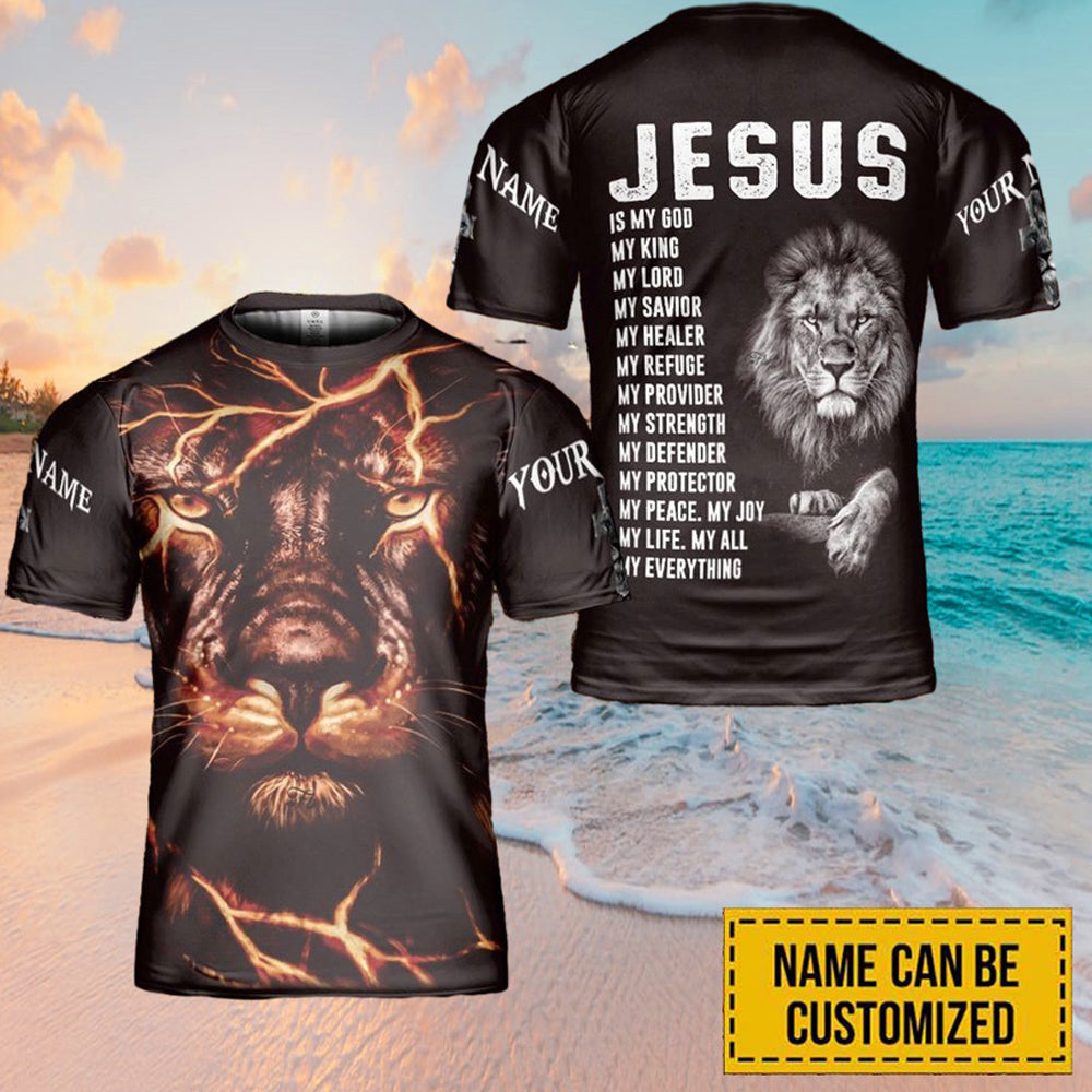 Custom Name Lion Jesus 3D Printed T Shirts