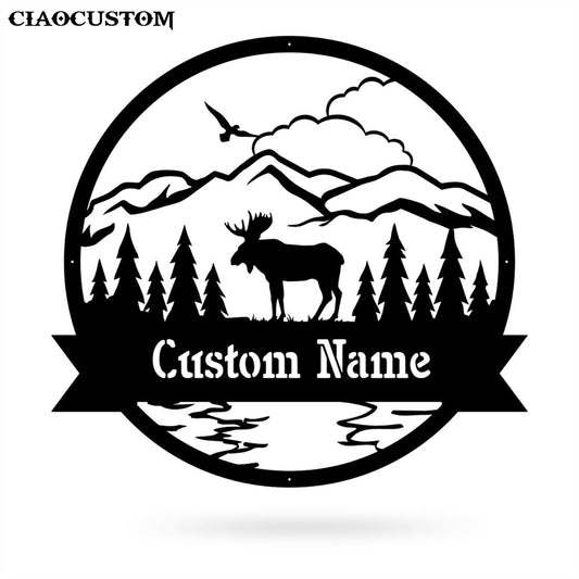 Custom Name Moose Monogram - Moose Metal Sign - Moose Metal Wall Art - Moose Gifts