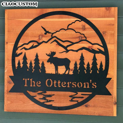Custom Name Moose Monogram - Moose Metal Sign - Moose Metal Wall Art - Moose Gifts
