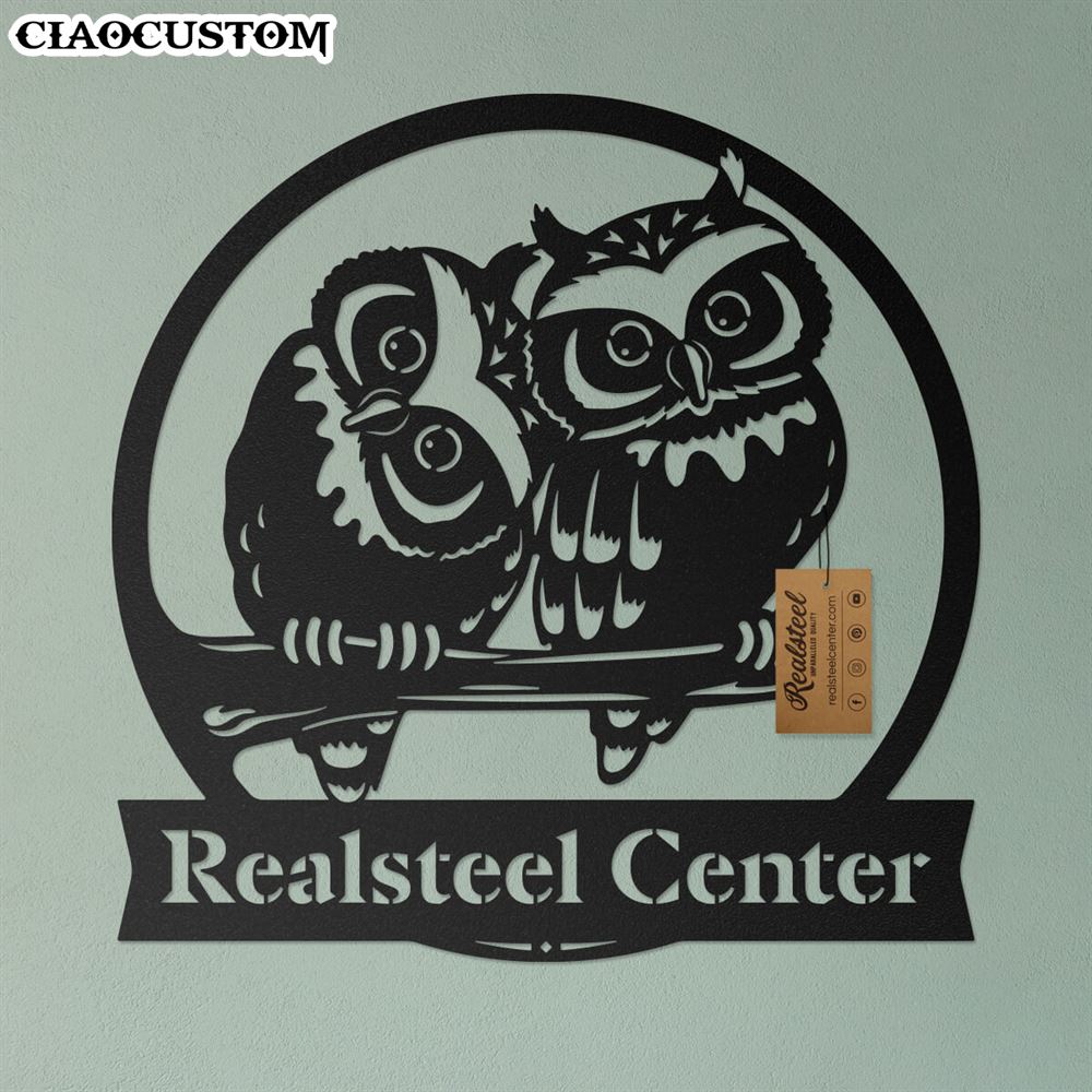 Custom Name Owl Metal Sign - Owl Monogram - Owl Metal Wall Art - Owl Lover Gifts