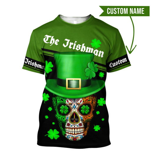 Custom Name Skull Irish St Patrick Day Unisex Shirts - St Patricks Day 3D Shirts for Men & Women