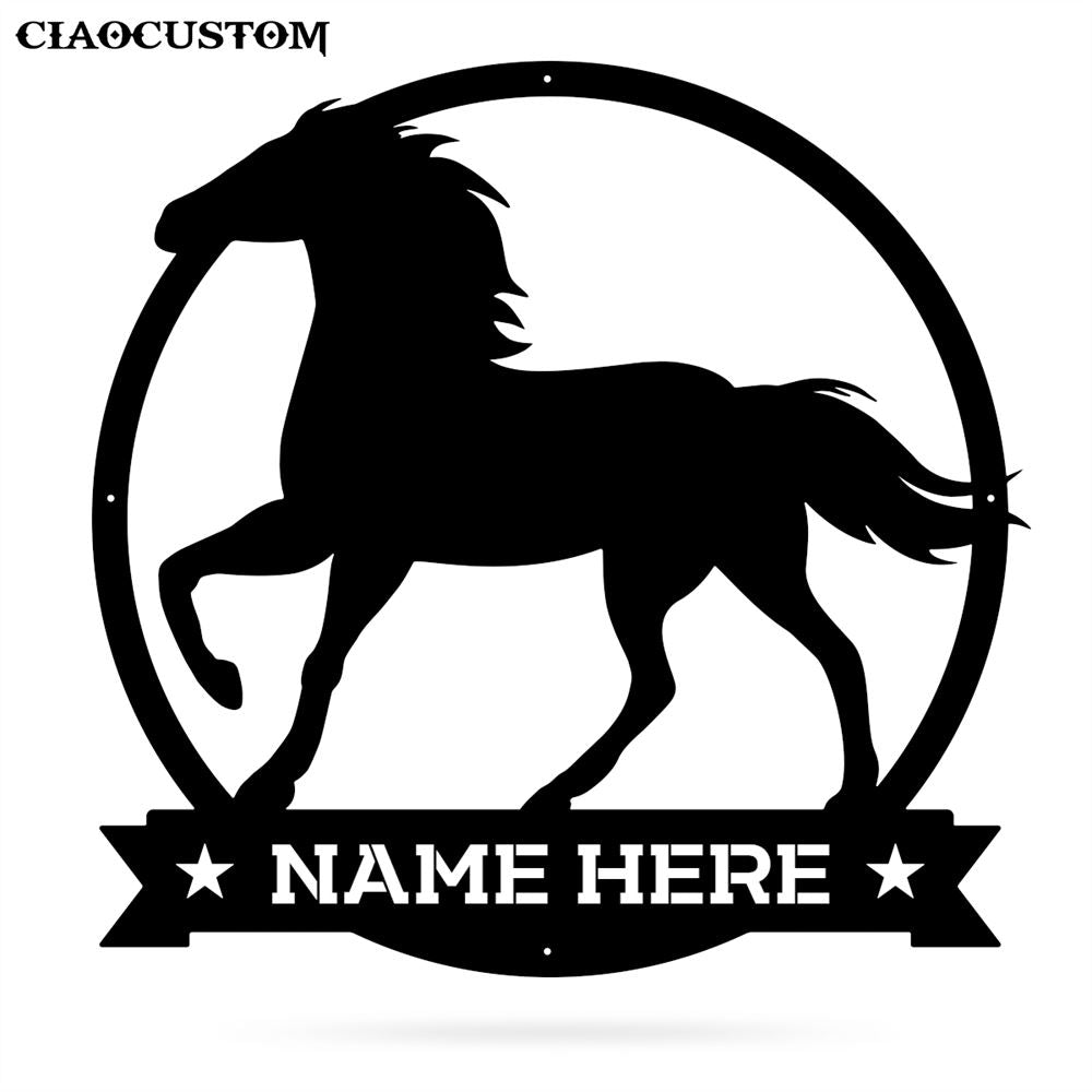 Custom Name Stallion Monogram - Personalized Stallion Metal Sign - Gifts For Horse Lover