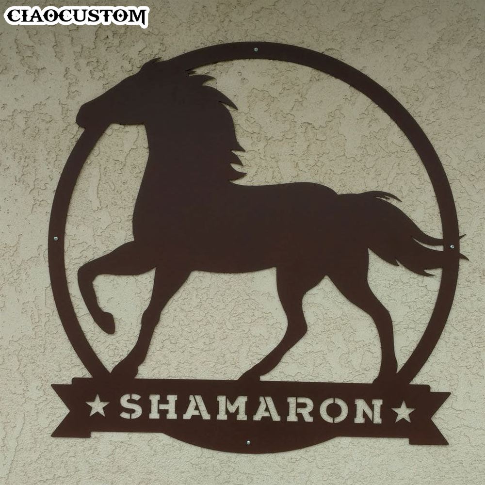 Custom Name Stallion Monogram - Personalized Stallion Metal Sign - Gifts For Horse Lover