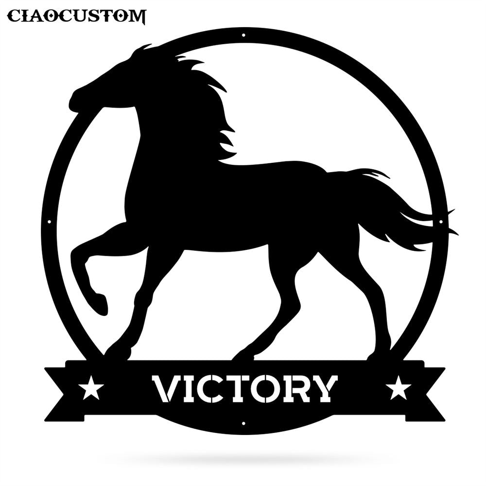Custom Name Stallion Monogram - Personalized Stallion Metal Sign - Gifts For Horse Lover