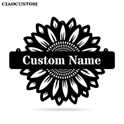 Custom Name Sunflower Metal Sign - Sunflower Monogram - Sunflower Gifts For Friends