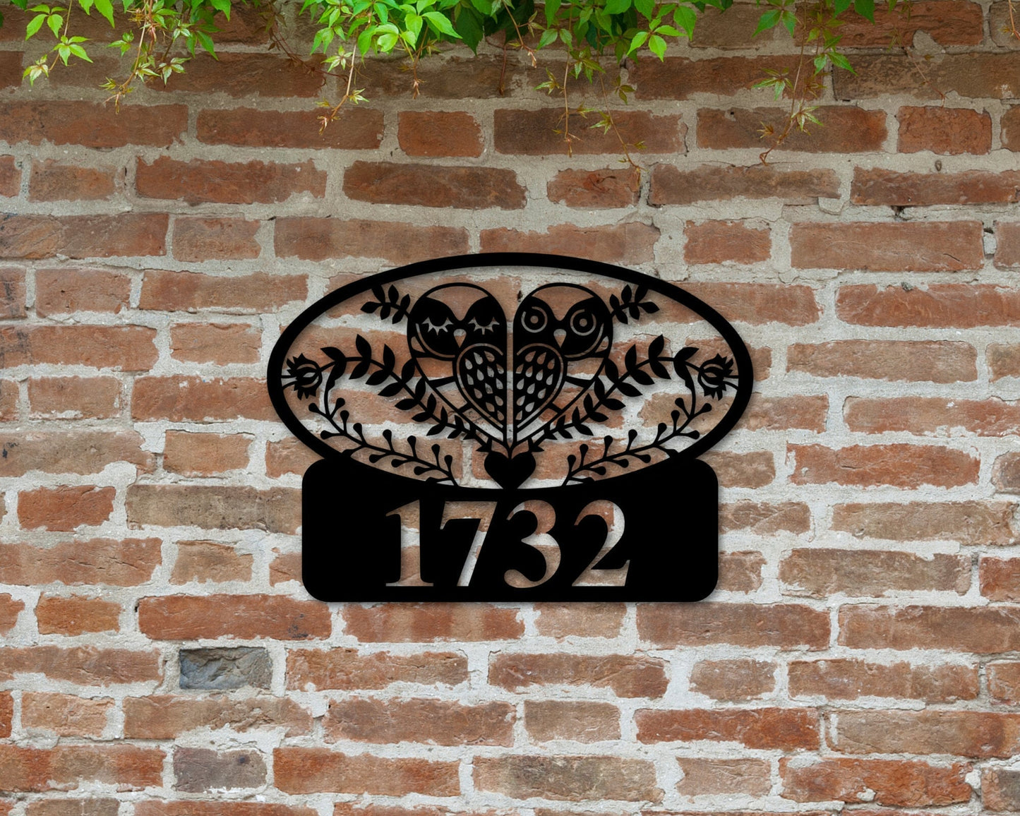 Custom Owl Address Sign - Owl Decor - Farmhouse Decor - Owl Wall Hanging - Owl And Flower Decor - Owl Wall Art Metal Address Sign
