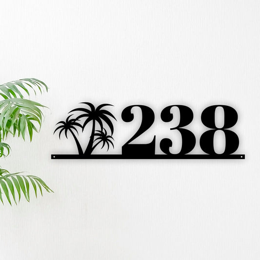 Custom Palm Tree House Number Metal Sign - Outdoor Sign House Numbers - Beach Metal Sign