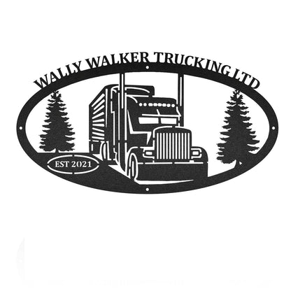 Custom Peterbilt Truck Vehicle Metal Sign - Metal Decor Wall Art - Heavy Equipment Operator Gifts