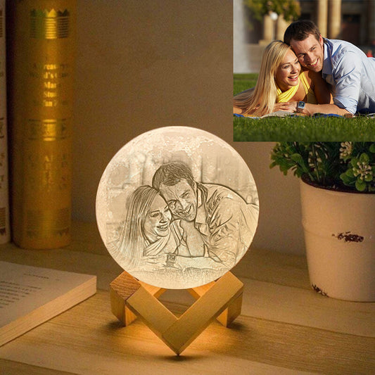 Custom Photo 3d Printed Moon Lamp - Customized Valentine Gift - Anniversary Gift - Valentine's Day Gifts For Boyfriend