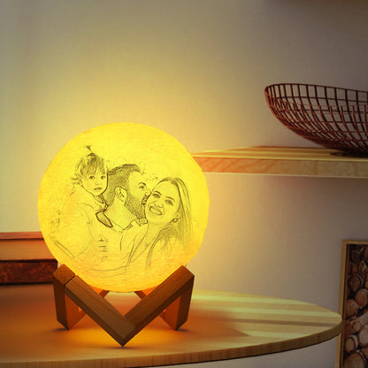 Custom Photo Engraved 3D Printing Moon Lamp - Best Gifts For Family - Valentines Gifts For Wife
