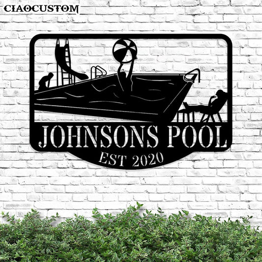 Custom Pool Metal Sign - Metal Swimming Pool Wall Art - Metal Decor Wall Art