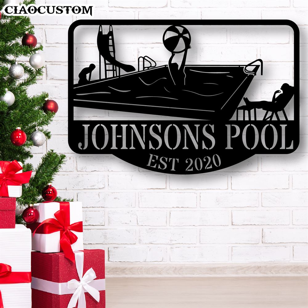 Custom Pool Metal Sign - Metal Swimming Pool Wall Art - Metal Decor Wall Art