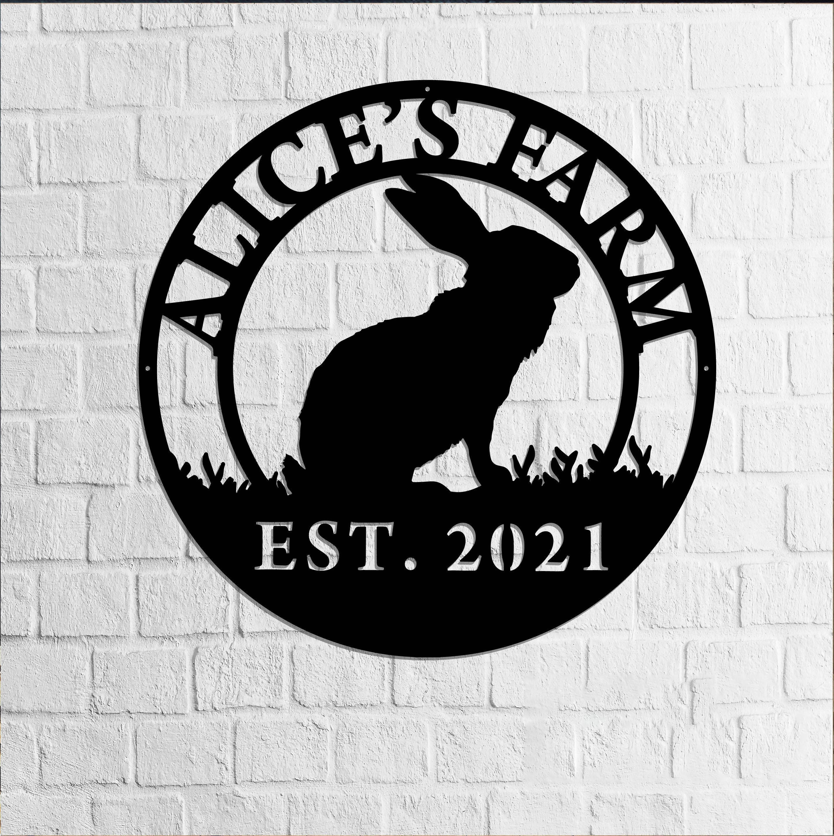 Custom Rabbit Sign Rabbit Farm Custom Family Name Steel Art Ranch Sign ...