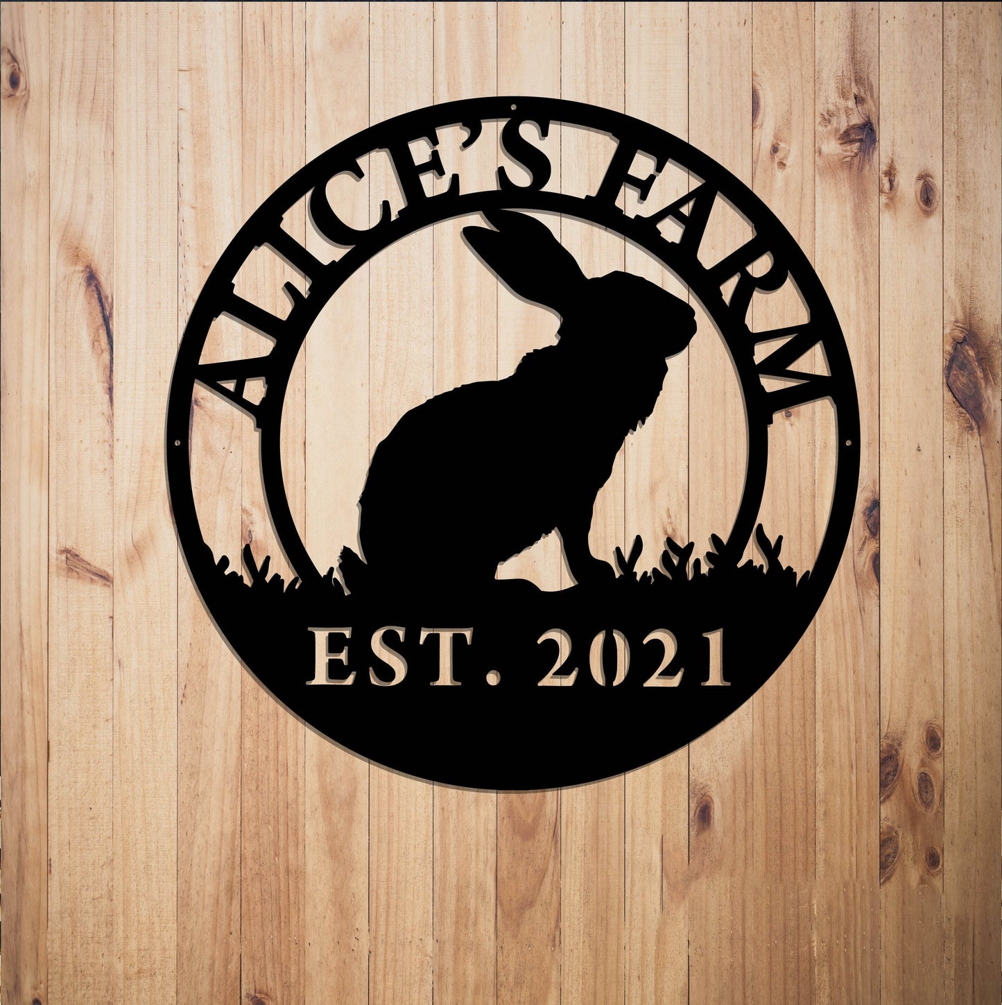 Custom Rabbit Sign Rabbit Farm Custom Family Name Steel Art Ranch Sign Family Name Sign Custom Metal Sign Cabin Decor
