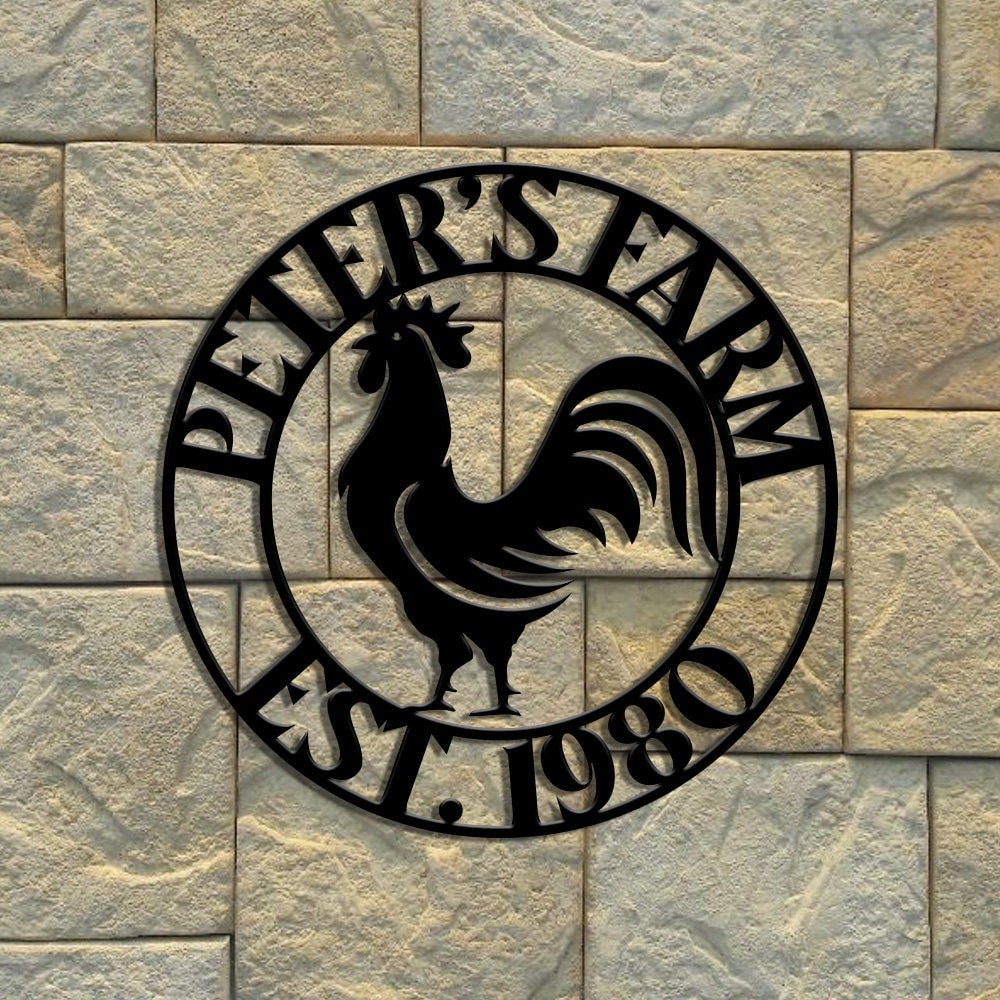 Custom Rooster Farm Metal Sign - Personalized Metal Farm Signs - Metal Farm Signs - Farmer Gifts