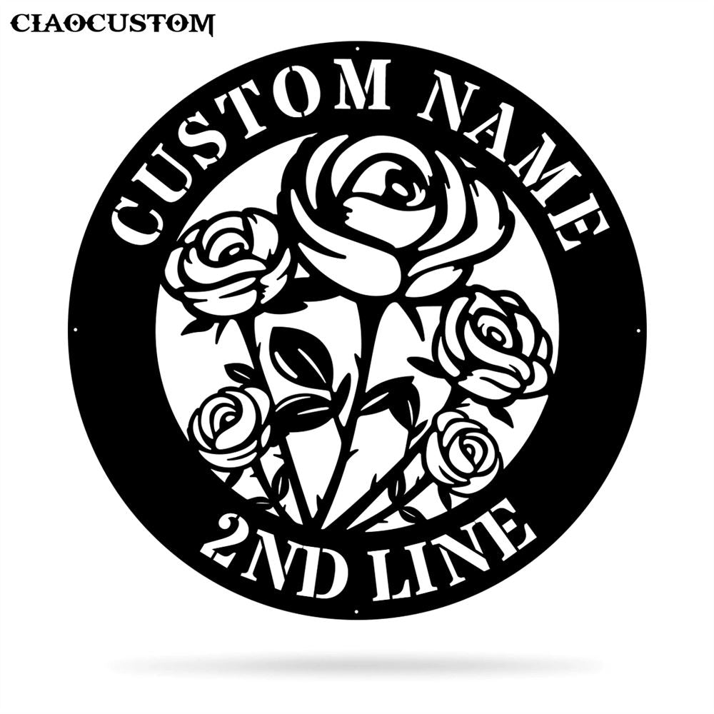 Custom Rose Metal Sign - Personalized Rose Sign - Metal Decor Wall Art - Rose Lover Outdoor Home Decor