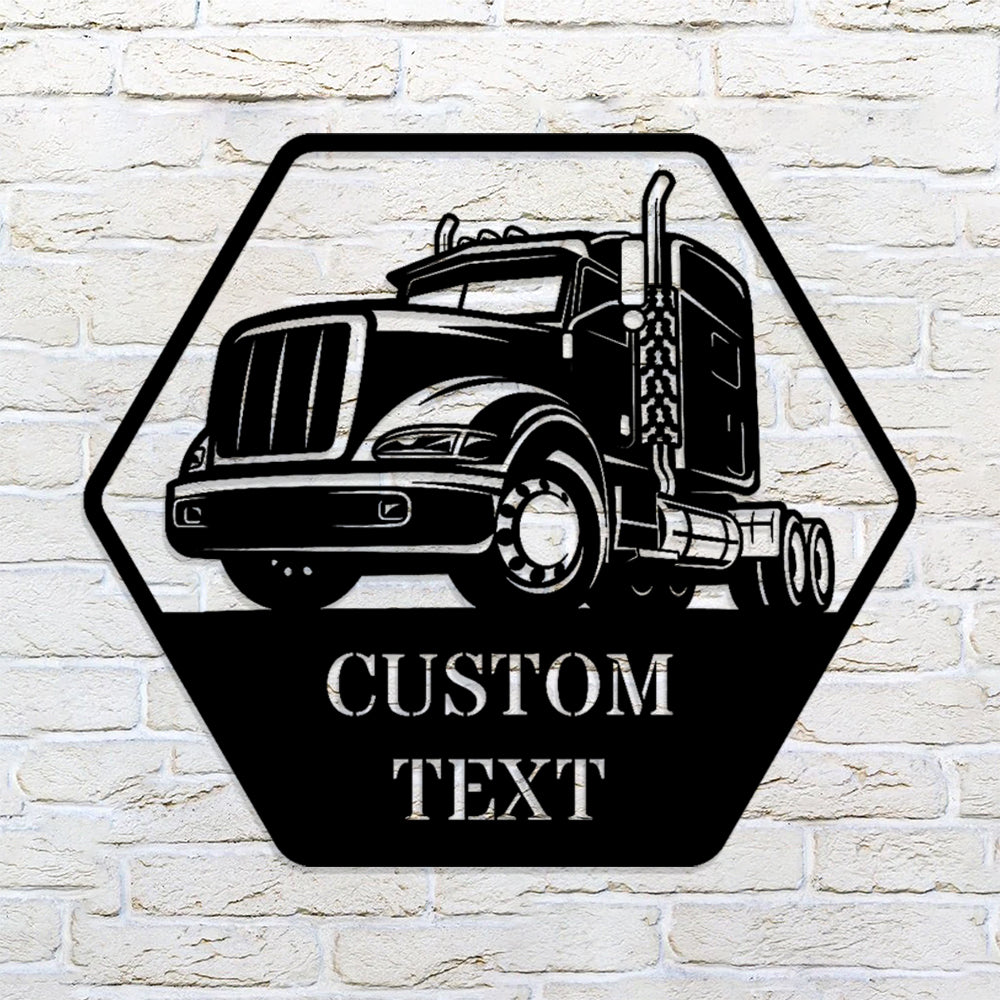 Custom Semi Truck Monogram - Semi Truck Metal Sign - Metal Construction Signs - Heavy Equipment Operator Gifts