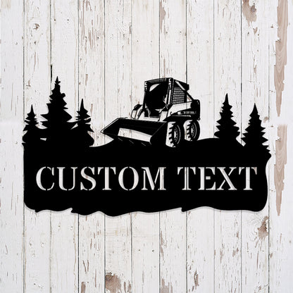 Custom Skid Steer Tree Metal Sign - Skid Steer Tree Monogram - Metal Construction Signs - Heavy Equipment Operator Gifts