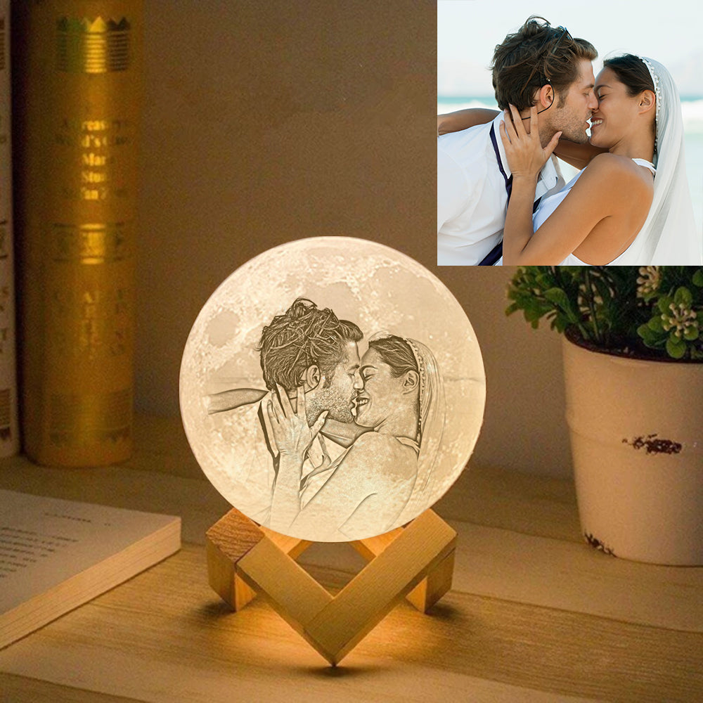 Custom Sweet Lover Romantic Moon Lamp 3D Printing - Personalized 3d Photo Moon Lamp - Custom Gifts For Valentines Day