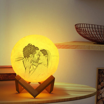 Custom Sweet Lover Romantic Moon Lamp 3D Printing - Personalized 3d Photo Moon Lamp - Custom Gifts For Valentines Day
