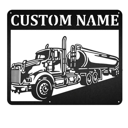 Custom Tanker Truck Big Rig Vehicle Metal Sign - Metal Decor Wall Art - Heavy Equipment Operator Gifts
