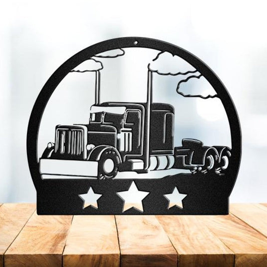 Custom Truck Trucker Diesel Vehicle Metal Sign - Metal Decor Wall Art - Heavy Equipment Operator Gifts