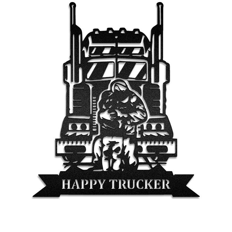 Custom Trucker Dad And Son Vehicle Metal Sign - Metal Decor Wall Art - Heavy Equipment Operator Gifts