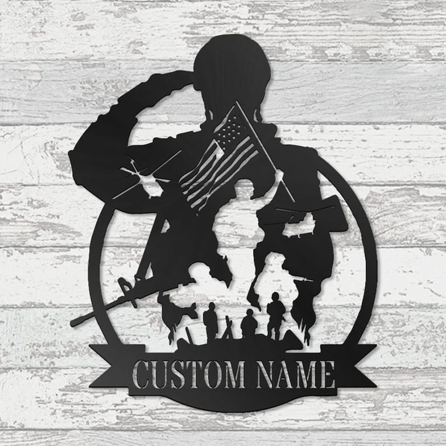 Custom US Soldier Military Metal Sign - Personlized US Army Name Sign - US Soilder Home Decor - Veteran Gifts