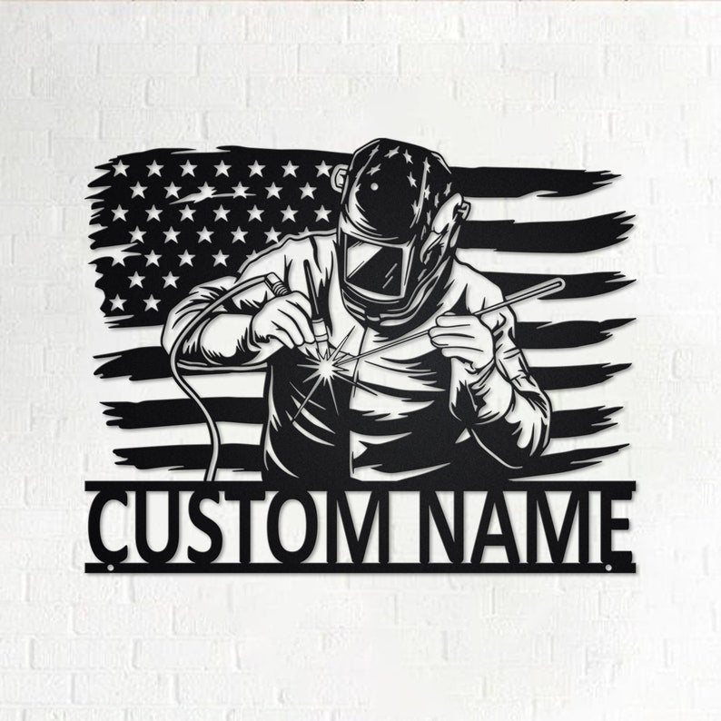 Custom US Welder Metal Wall Art - Personalized Welder Sign Decoration For Room - Welder Metal Decor