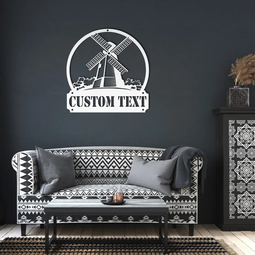 Custom Windmill Metal Sign - Personalized Farmhouse Metal Wall Decor - Farm House Decor