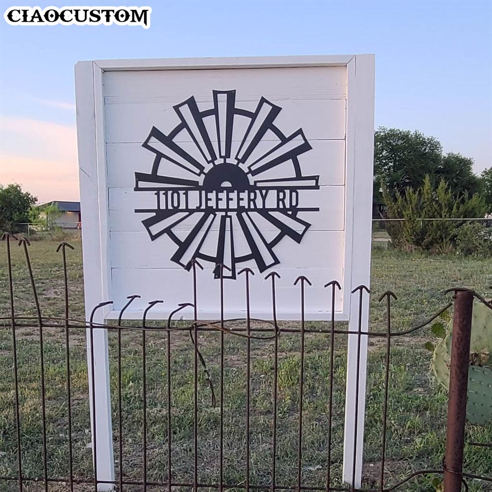 Custom Windmill Metal Sign - Windmill Monogram - Outdoor Decor Metal Wall Art
