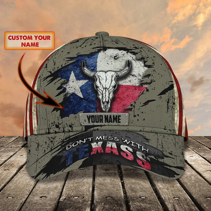 Custom With Name Texas Baseball Cap Hat - American Support Texas 3D Cap Hat - Eagle Texas Cap Hat