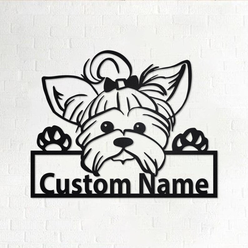 Custom Yorkie Dog Metal Wall Art - Personalized Yorkie Dog Name Sign - Yorkie Dog Home Decor - Custom Dog - Yorkie Dog