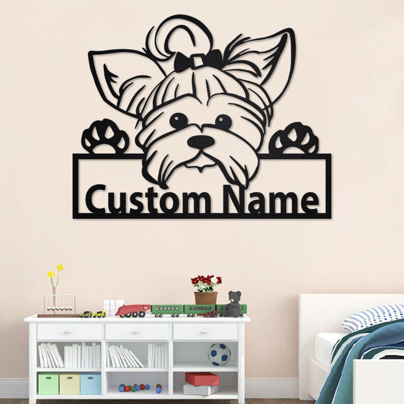 Custom Yorkie Dog Metal Wall Art - Personalized Yorkie Dog Name Sign - Yorkie Dog Home Decor - Custom Dog - Yorkie Dog