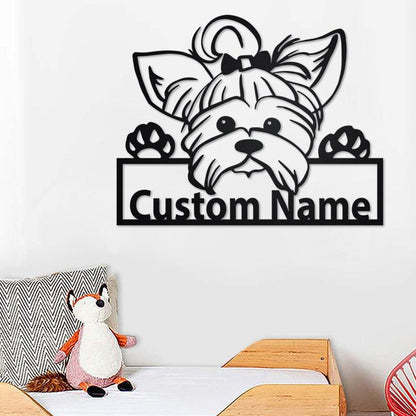 Custom Yorkie Dog Metal Wall Art - Personalized Yorkie Dog Name Sign - Yorkie Dog Home Decor - Custom Dog - Yorkie Dog