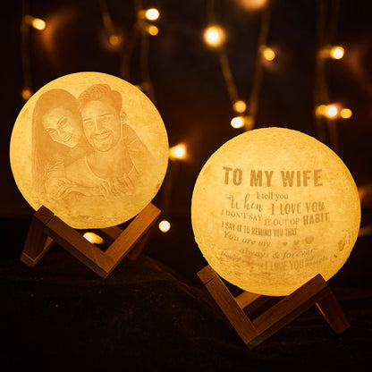 Customised 3d Moon Lamp To My Wife -  Anniversary Gift For Wife - Valentines Gifts For Wife