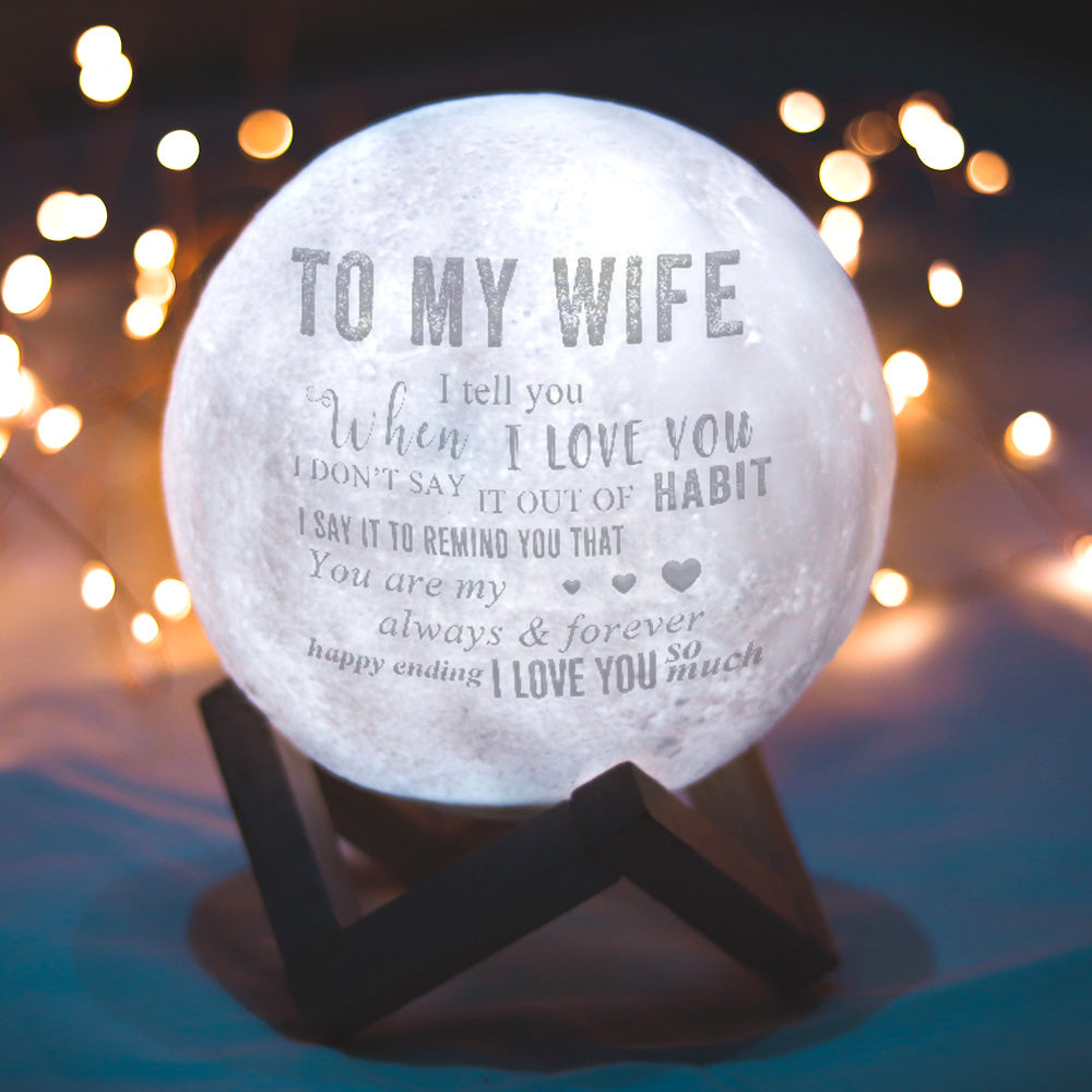Customised 3d Moon Lamp To My Wife -  Anniversary Gift For Wife - Valentines Gifts For Wife
