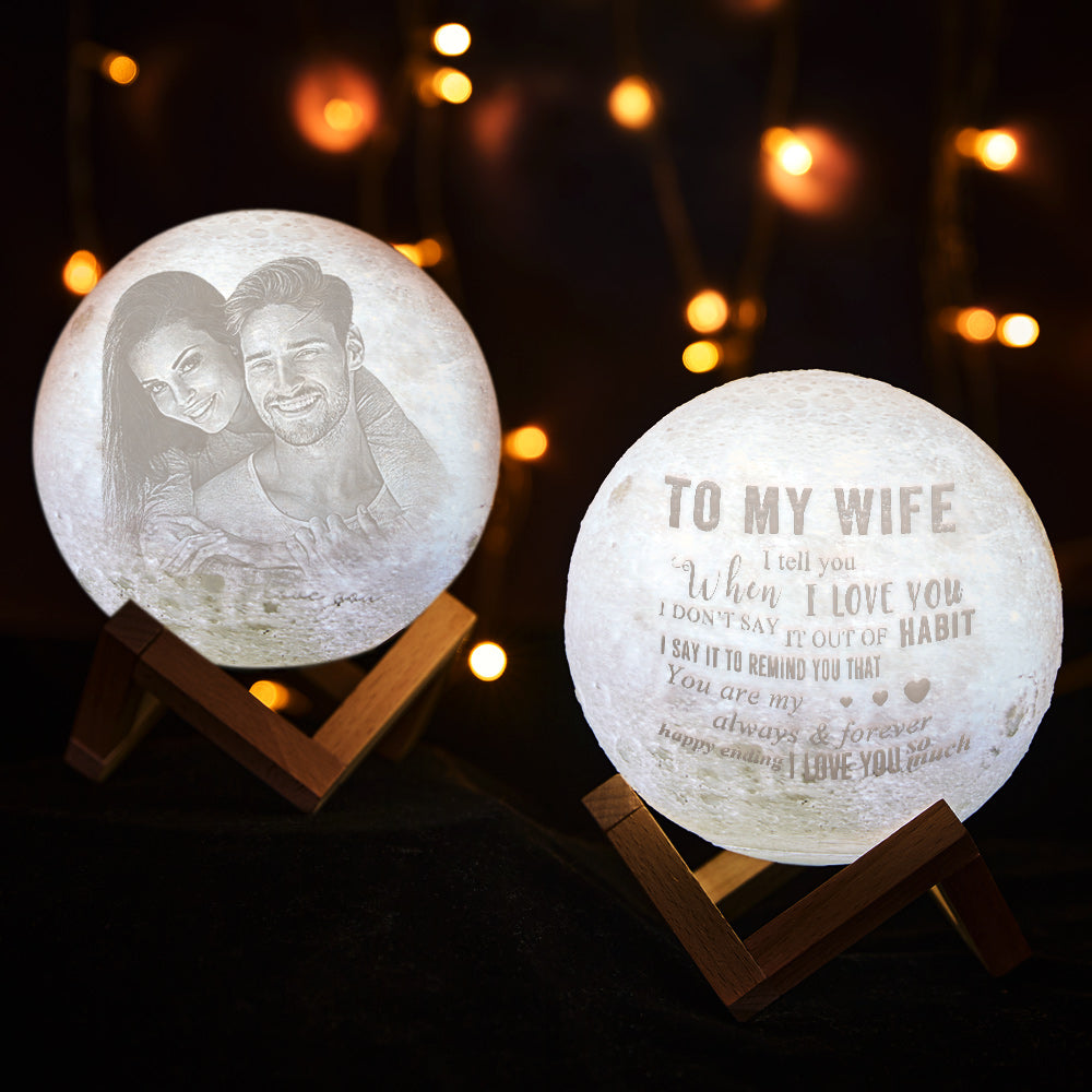 Customised 3d Moon Lamp To My Wife -  Anniversary Gift For Wife - Valentines Gifts For Wife