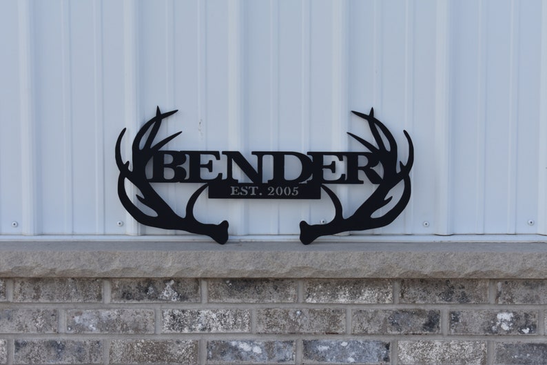 Customizable Deer Antler Family Monogram Sign