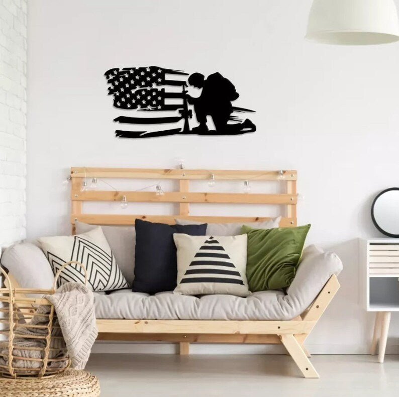 Customized American Flag Metal Wall Art - Patriotic Veteran Metal Sign - Gift For Veteran - Soldier - Army Sign - Patriotic Decor