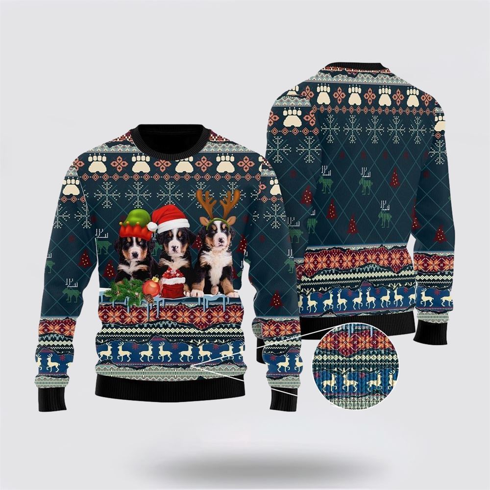 Cute Bernese Mountain Dog Christmas Ugly Christmas Sweater For Men And Women, Gift For Christmas, Best Winter Christmas Outfit