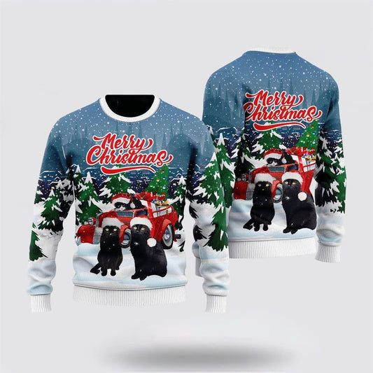 Cute Black Cat Ugly Christmas Sweater For Men And Women, Best Gift For Christmas, Christmas Fashion Winter