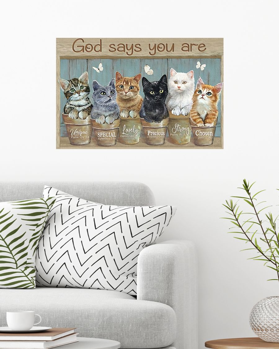 Cute Cats God Says You Are Canvas Wall Art - Christian Poster - Religious Wall Decor