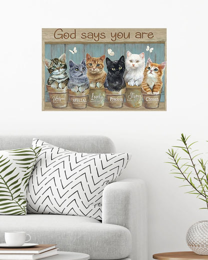 Cute Cats God Says You Are Canvas Wall Art - Christian Poster - Religious Wall Decor