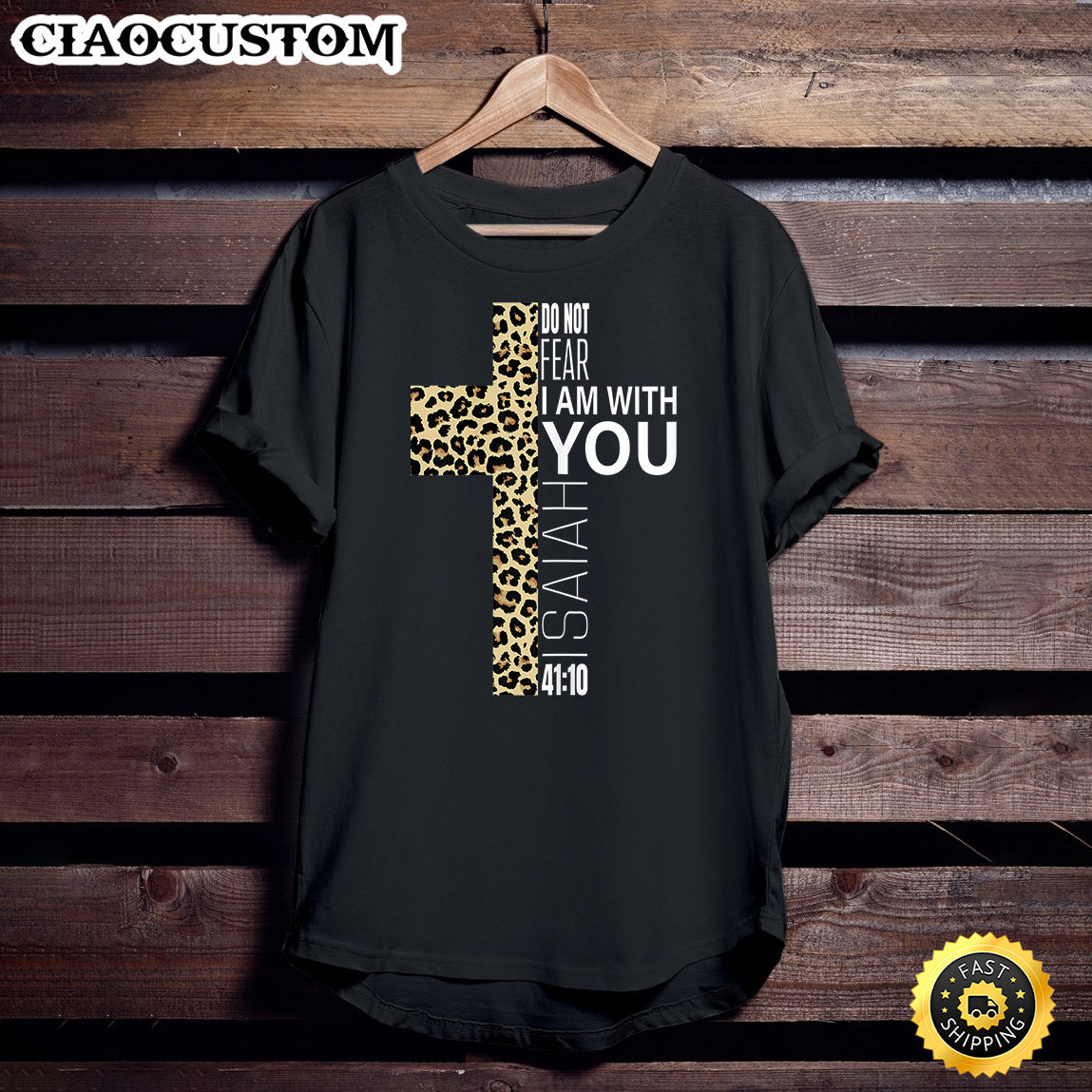 Cute Do Not Fear Religious Christian Mom Leopard Print Cross T-Shirt - Christian Shirt