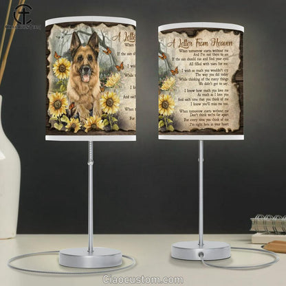 Cute German Shepherd, Sunflower Garden, A Letter From Heaven Table Lamp